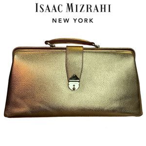 Isaac Mizrahi Gold metallic doctors bag purse